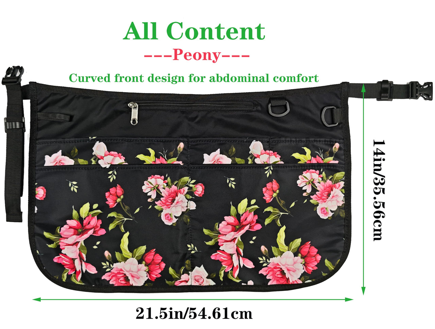 Bafelia Garden Apron for Women with 6 Pockets,Half Florist Apron (Peony)