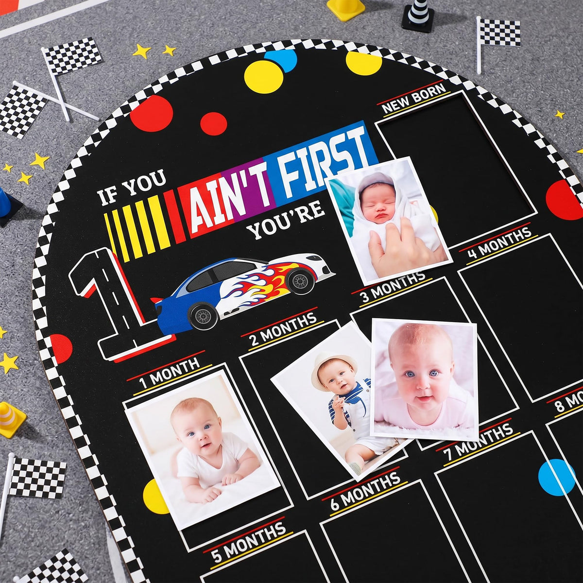Z1juce Racing 1st My First Year Photo Frame Board for Baby Boys