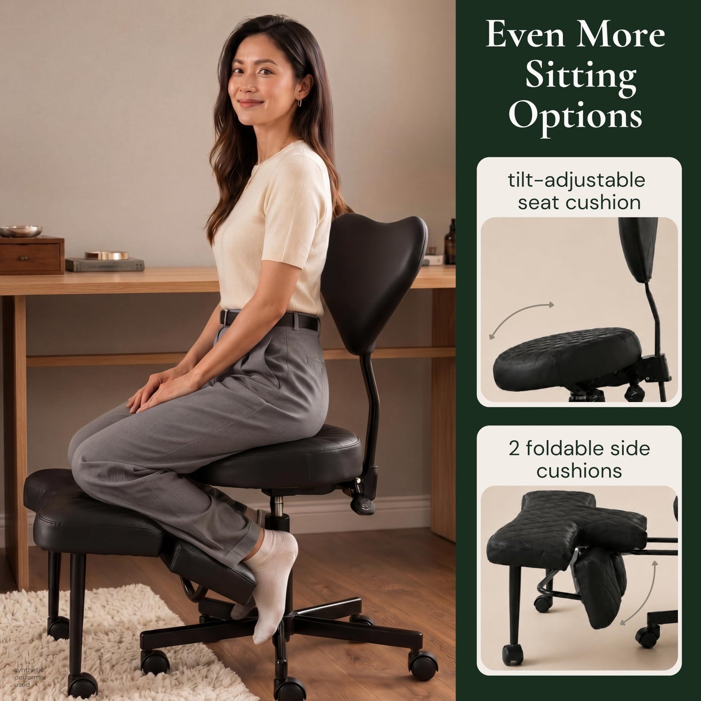 NYPOT Kneeling Chair with Back Support Criss Cross with Foot Rest & Wheels