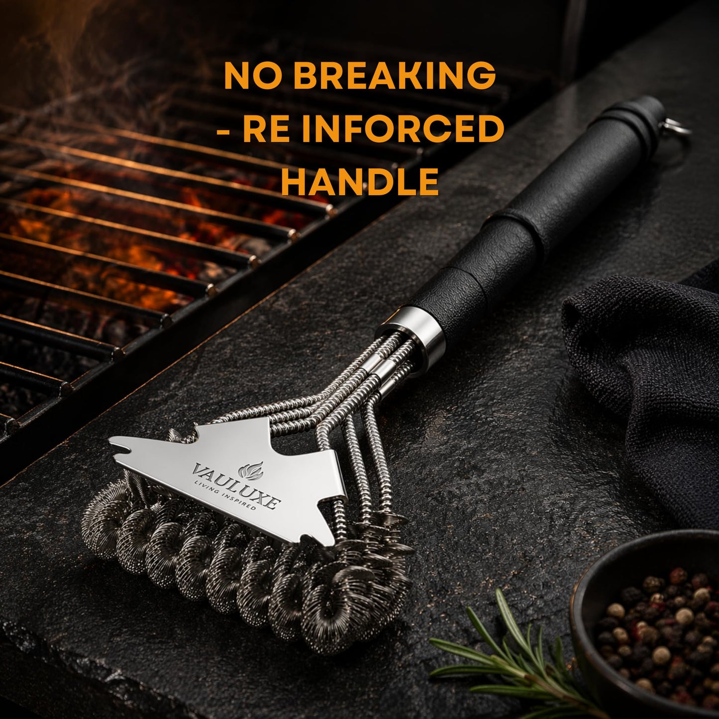 18" Bristle Free Grill Brush and Scraper – BBQ Grill Cleaner Brush with Safe Spiral Spring Head & Stainless Steel Scraper Tool – for Gas, Charcoal, Porcelain and Weber Grill Accessories