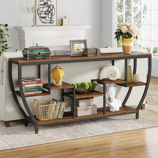 Tribesigns 70.9" Long Sofa Table with Shelves, Console Table with Storage