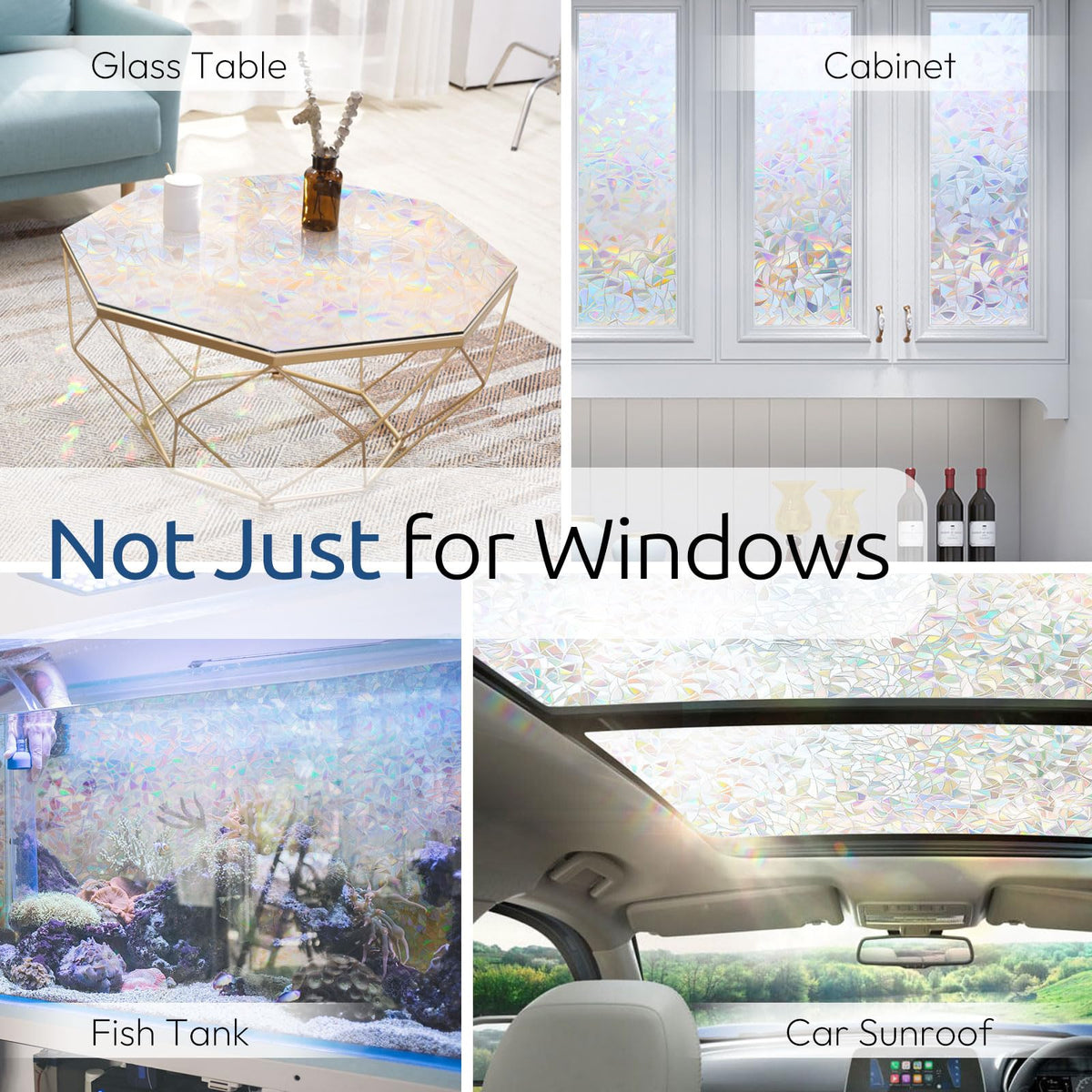 rabbitgoo Rainbow Window Privacy Film, Stained Glass Cling, 17.5" x 78.7"