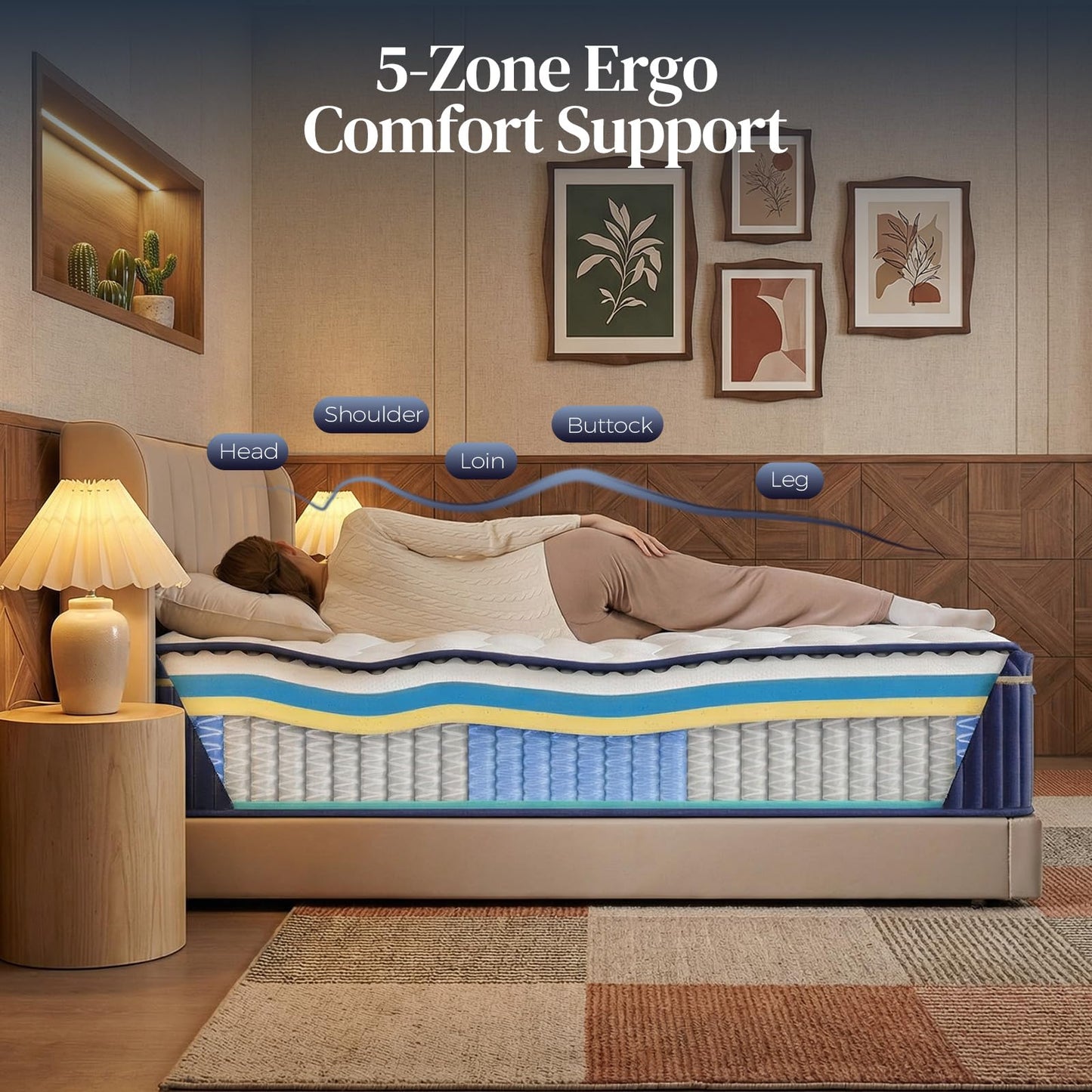 King Size Mattress, 14 Inch Hybrid King Mattress in a Box, Medium Firm Memory Foam Mattress, with Individual Pocket Springs, Upgrade Zoned Support, Motion Isolation&Pressure Relief, CertiPUR-US