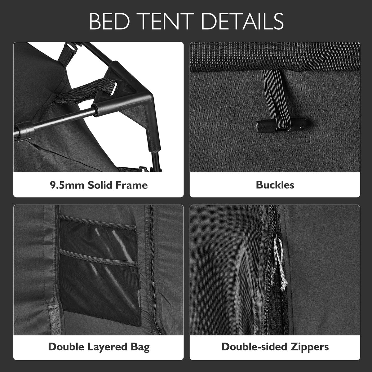 Full Bed Tent Canopy for Kids and Adults with 93% Blackout Sleeping Tents