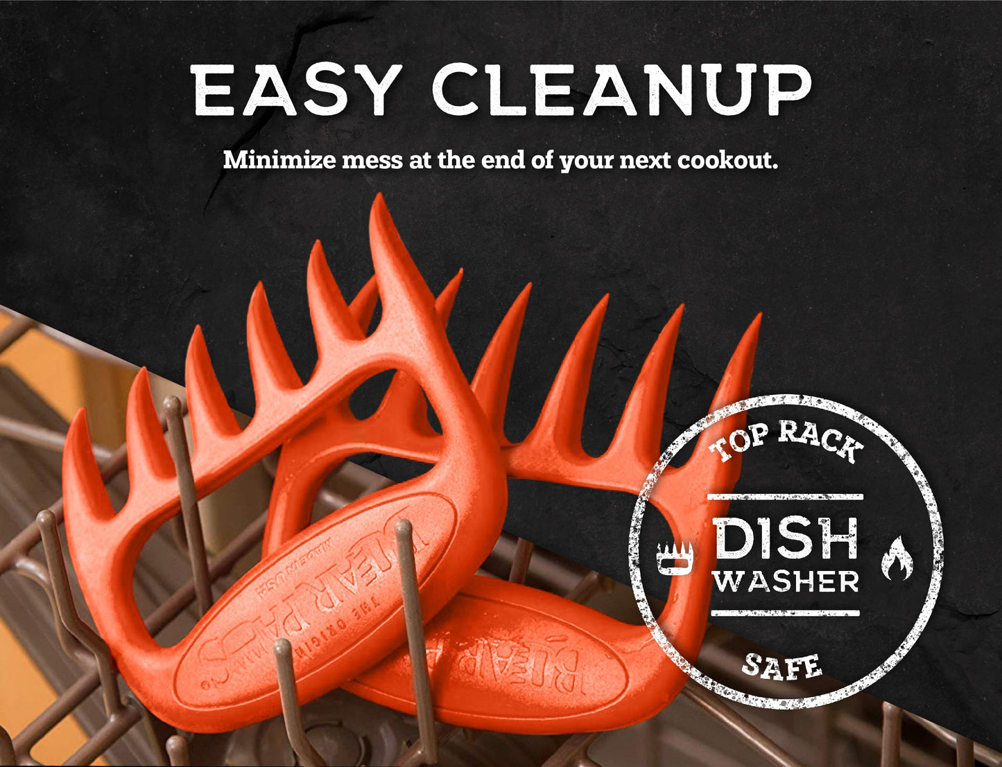 Bear Paws Meat Claws - The Original BBQ Meat Shredder Claws for Pulled Pork, USA Made - Easily Lift, Shred, Pull and Serve Pork, Chicken, Brisket and Turkey - Valentine’s Day Gifts for Men (Orange)