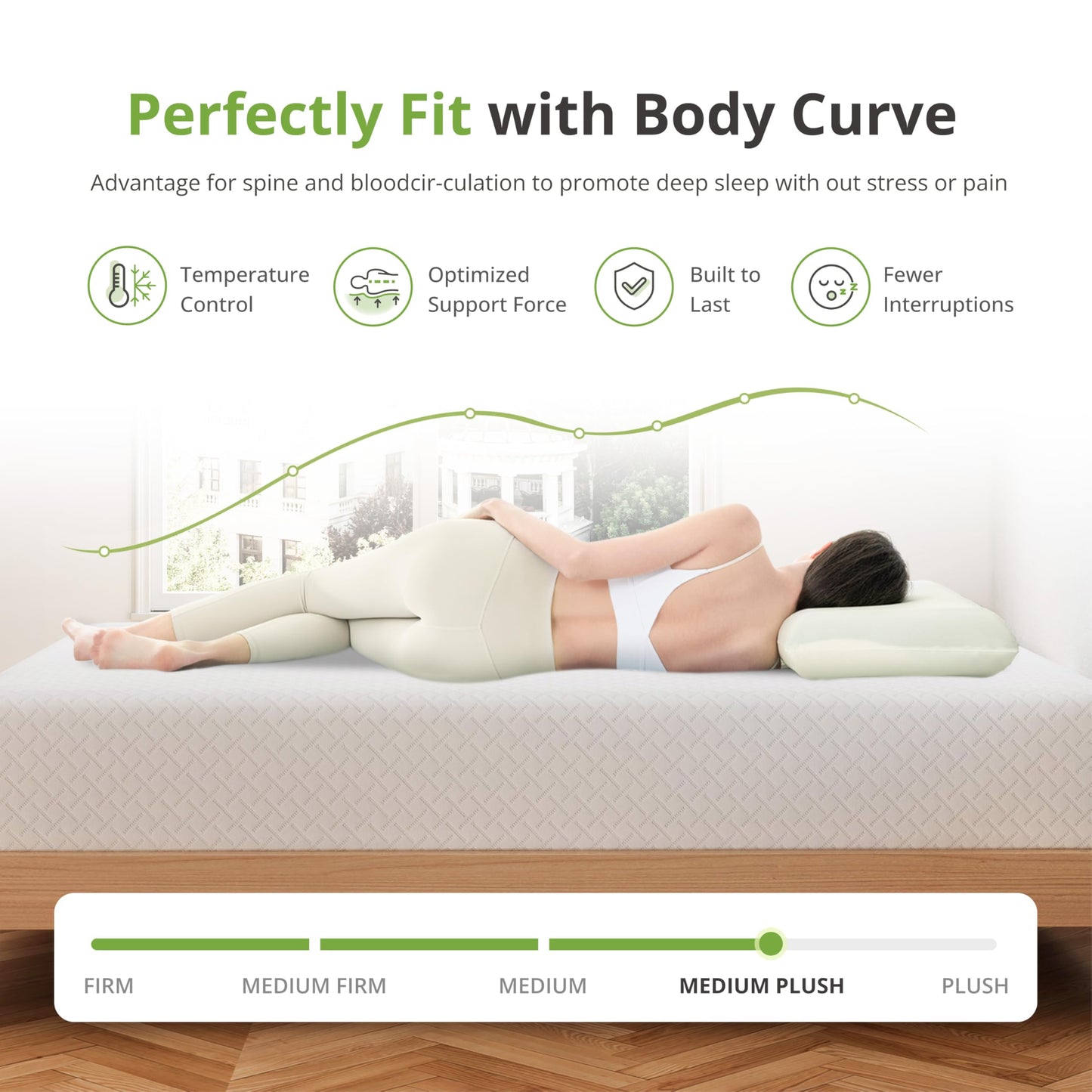 EGOHOME Twin XL Memory Foam Mattress, 10 Inch Bed Mattress in a Box with Cooling Green Tea Gel, Relieve Pressure with Medium Firm Support, CertiPUR-US Certified, 80''L x 38''W, White