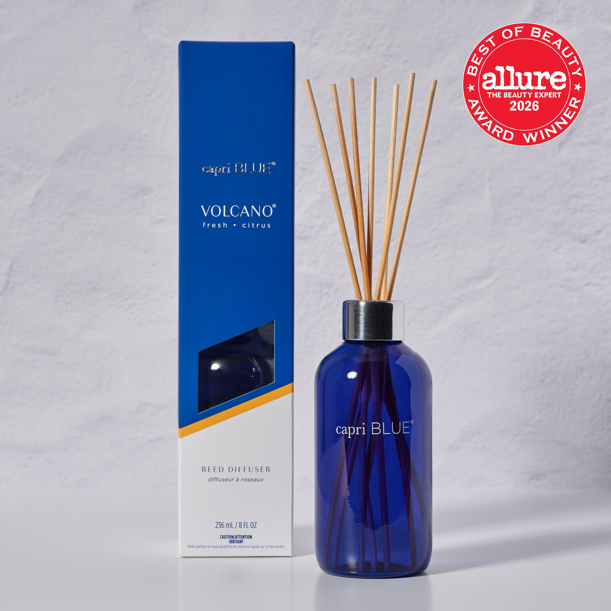 Capri Blue Volcano Reed Diffuser Set - Includes Reed Diffuser Sticks, Fragrance Oil, and Glass Bottle - Luxury Scented Room Fresheners - Cobalt Blue (8 fl oz)
