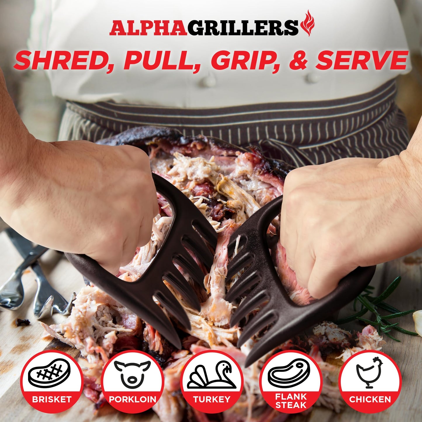 Alpha Grillers Meat Shredder Claws - Grilling Accessories Birthday Gifts for Men Dad Him Husband - BBQ Accessories Bear Claws Grill Puller for Cooking Shredding Barbecue Smoker Pulled Pork Chicken