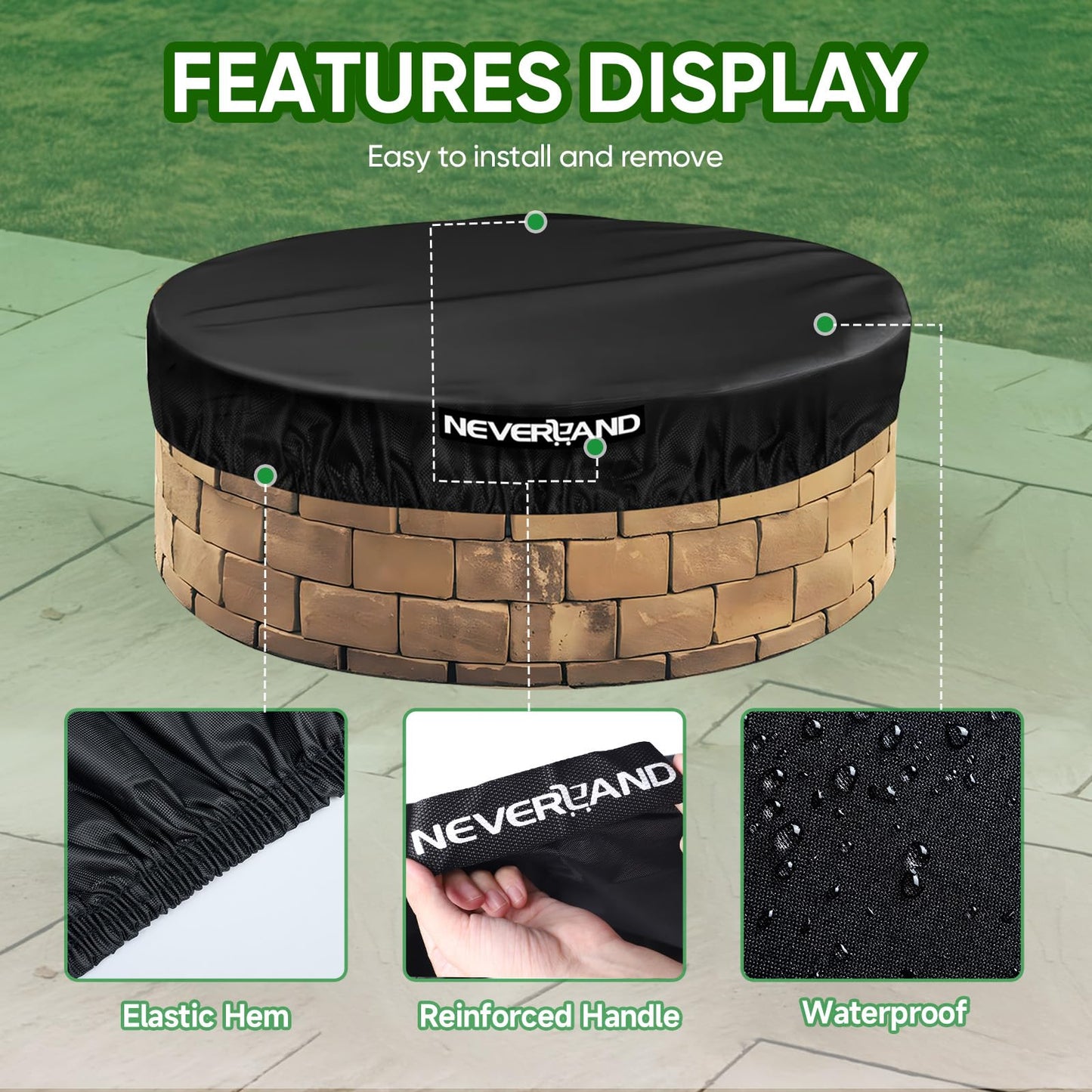 Fire Pit Cover Round, 52-57" Outdoor firepit cover for In-Ground Fire Pits