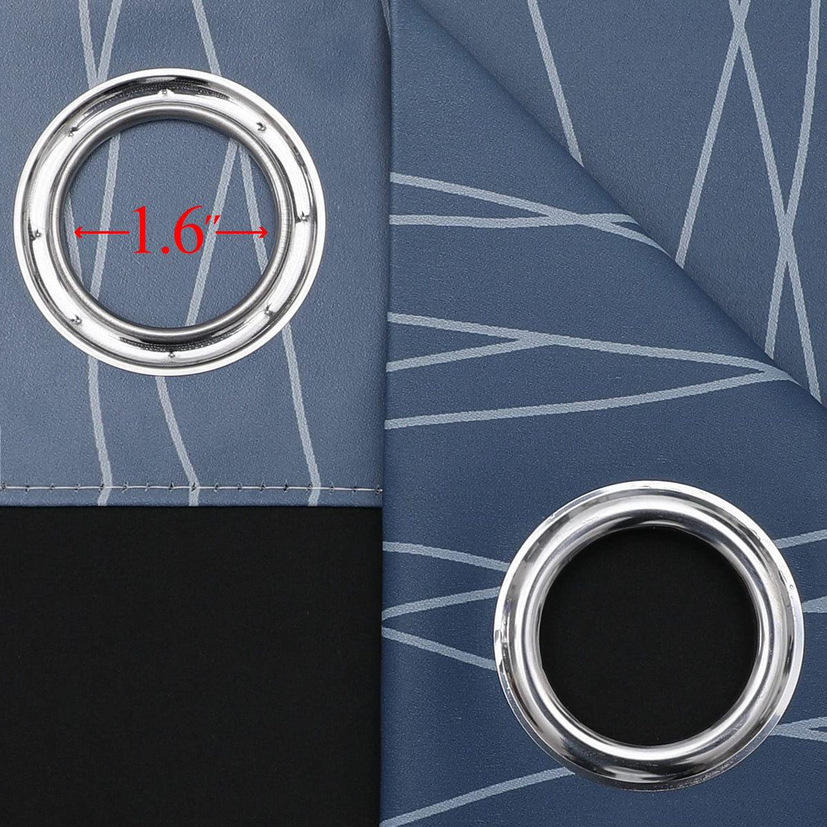 Navy Blue and Greyish White Blackout Curtains for Living Room 84 Inch Long