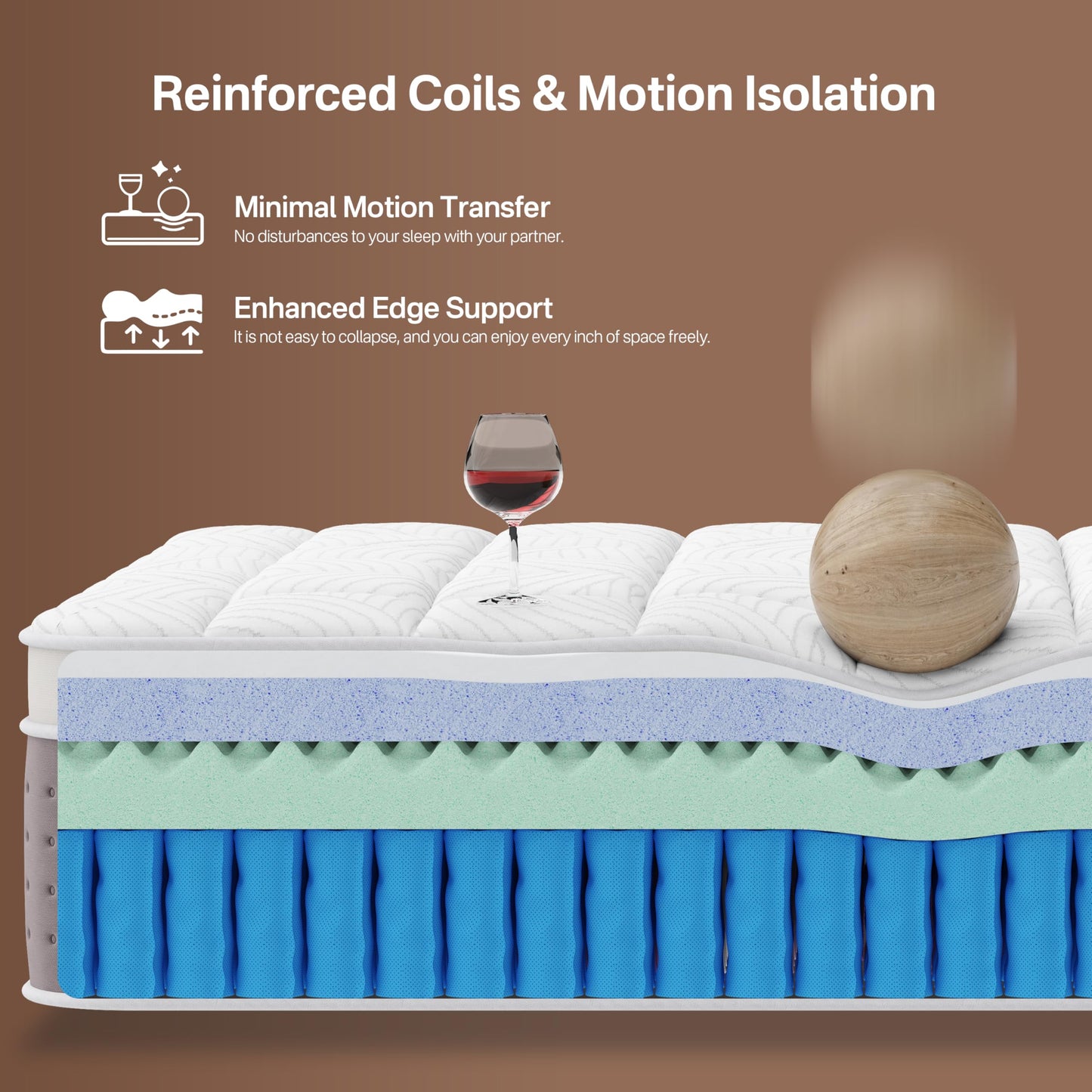 California King Mattress, 14 Inch Luxury Hybrid Cal King Mattress in a Box, Cooling Gel Memory Foam & Pocket Springs, Pressure Relief, Medium Firm, Edge Support, Fiberglass-Free, 365-Night Trial