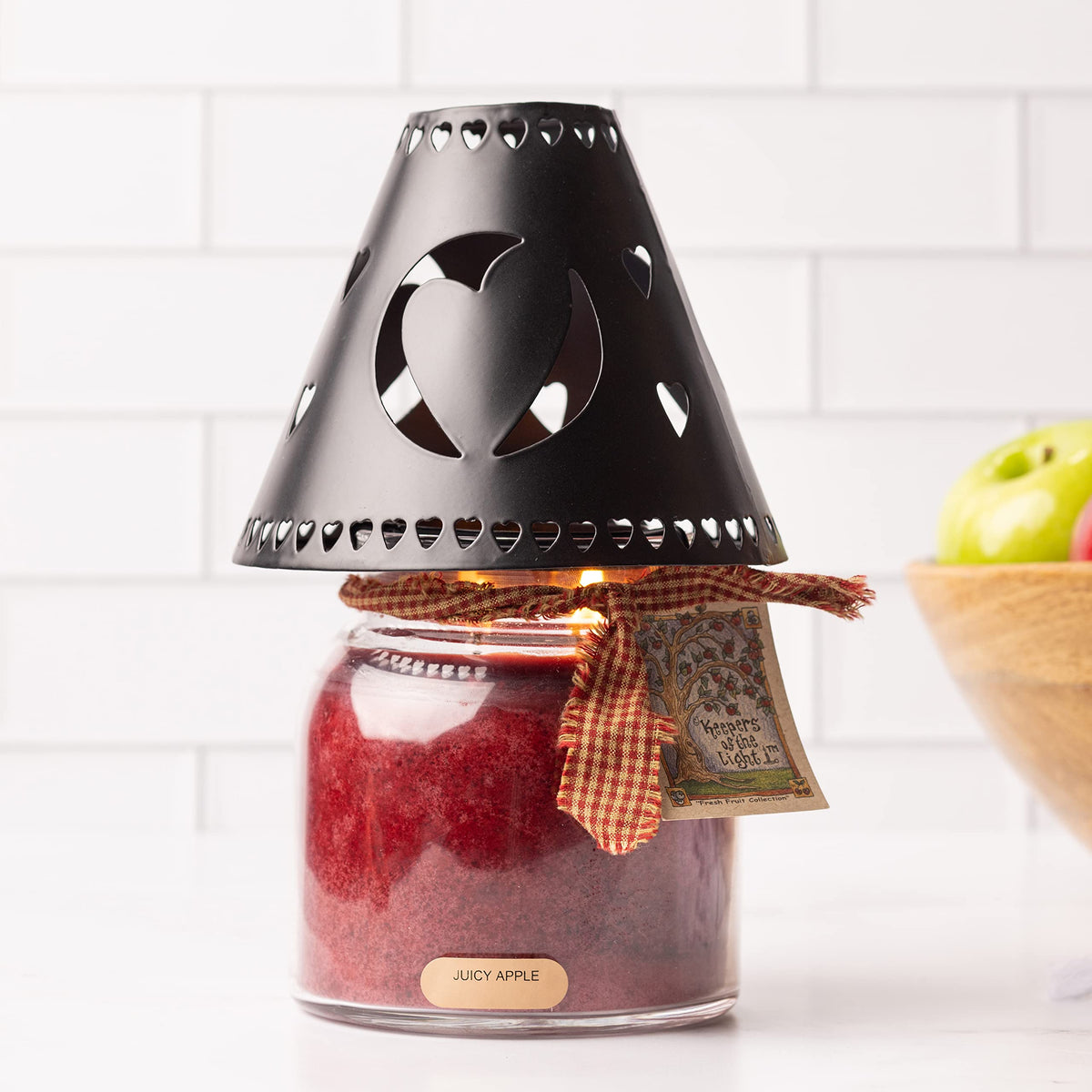 A Cheerful Giver Metal Candle Shade - Black Heart Decorative Tin Candle Shade Fits Most Cheerful Giver 16 oz. & Larger Jar Candles - Lovely Candle Accessories