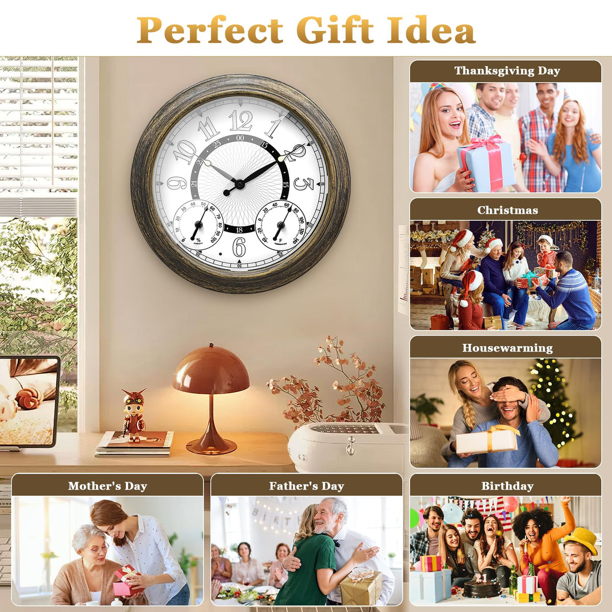 Pytha Sight 18 Inch Metal Illuminated Outdoor Clocks for Patio Waterproof