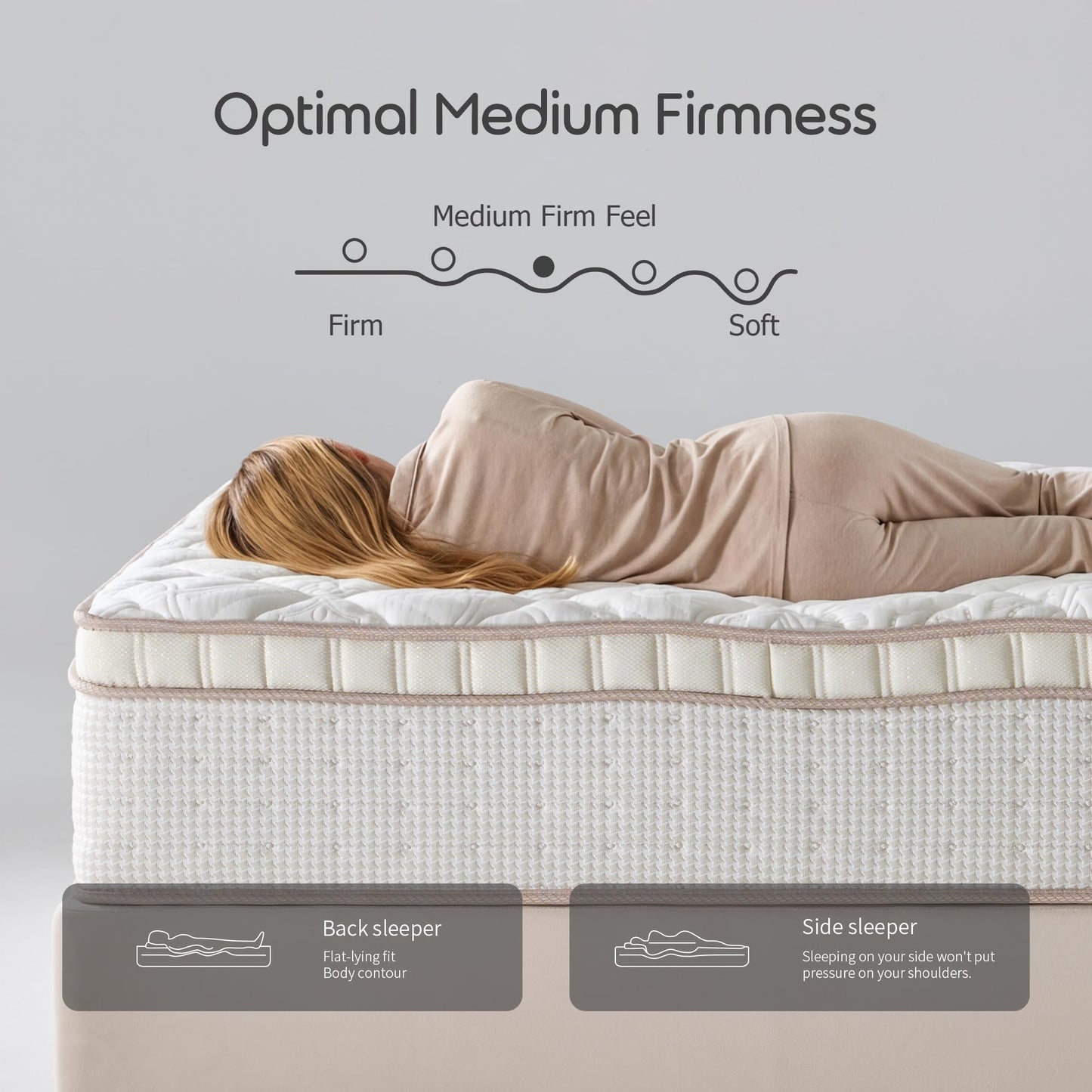 ZELBIO 12 Inch Full XL Mattress Hybrid, Cooling Gel Memory Foam & Pocket Springs, Medium Firm, Breathable, CertiPUR-US Certified, Bed-in-a-Box