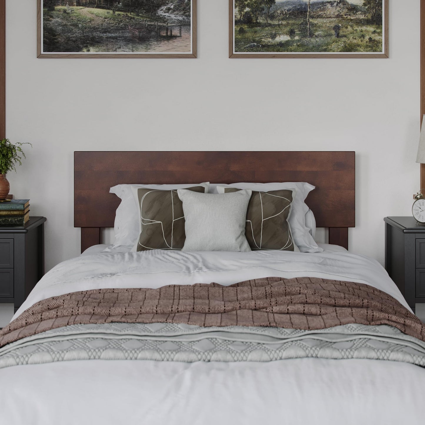 AFI, Aria Twin XL Solid Wood Modern Low Profile Platform Bed, Walnut
