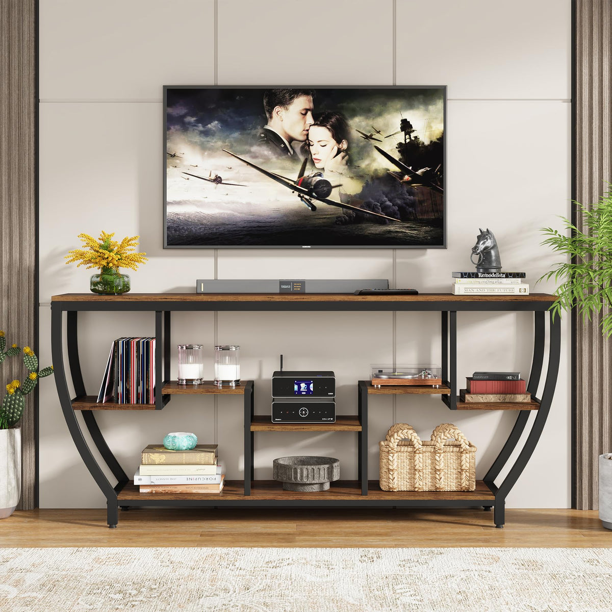 Tribesigns 70.9" Long Sofa Table with Shelves, Console Table with Storage