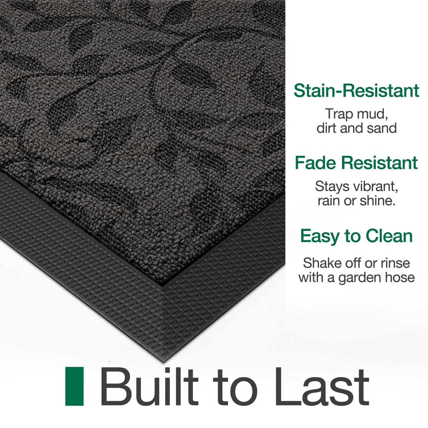 LUMI Premium Front Door Mat 24"x36", Non-Slip Heavy Duty Rubber Welcome Mats, Embroidered Tree Dirt Trapper Doormat for Indoor Outdoor Entryway, Porch, Patio, Grey Gold Leaf