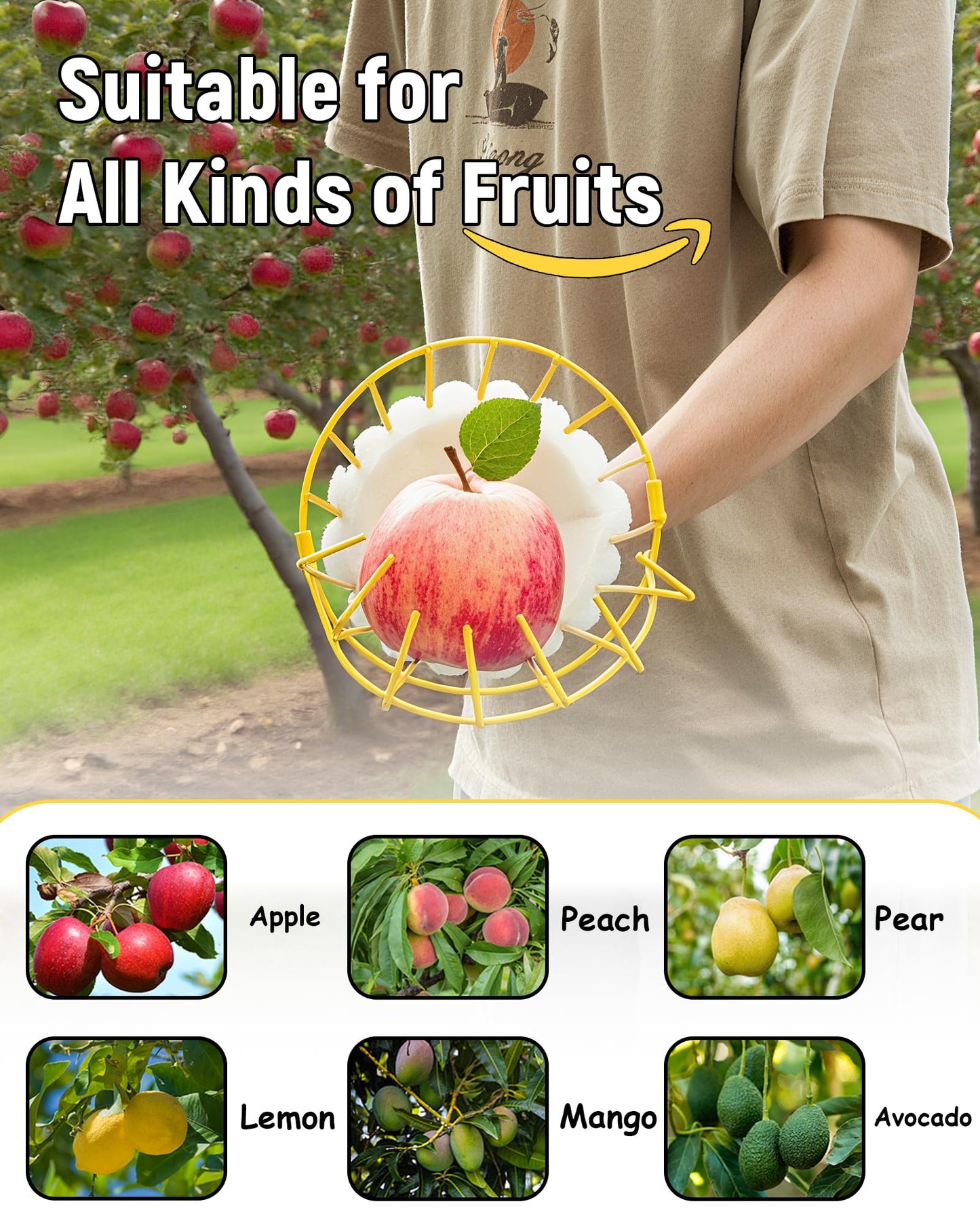 BlumeTrec 9FT Fruit Picker with Basket, Apple Picking Tool 35–105 Inch Adjustable Pole, Long-Handle Mango Grabber, Tree Fruit Catcher for Harvesting Lemon Pear Orange Avocado Peach Citrus Grapefruit
