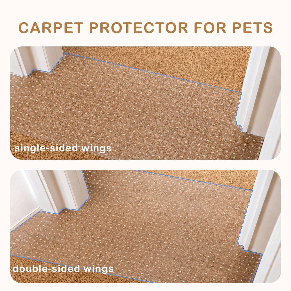 Oroonoko Carpet Protector for Pets-Plastic Carpet Protector, Clear, 3.9FT