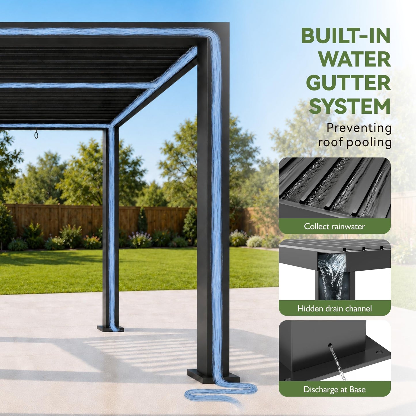 Aoxun Motorized Louvered Pergola 9' x 12', Electric Retractable Outdoor Pergola with 2 Independent Adjustable Roofs, Built-in LED Lighting & Power Outlet, Rust-Resistant Frame for Patio & Backyard