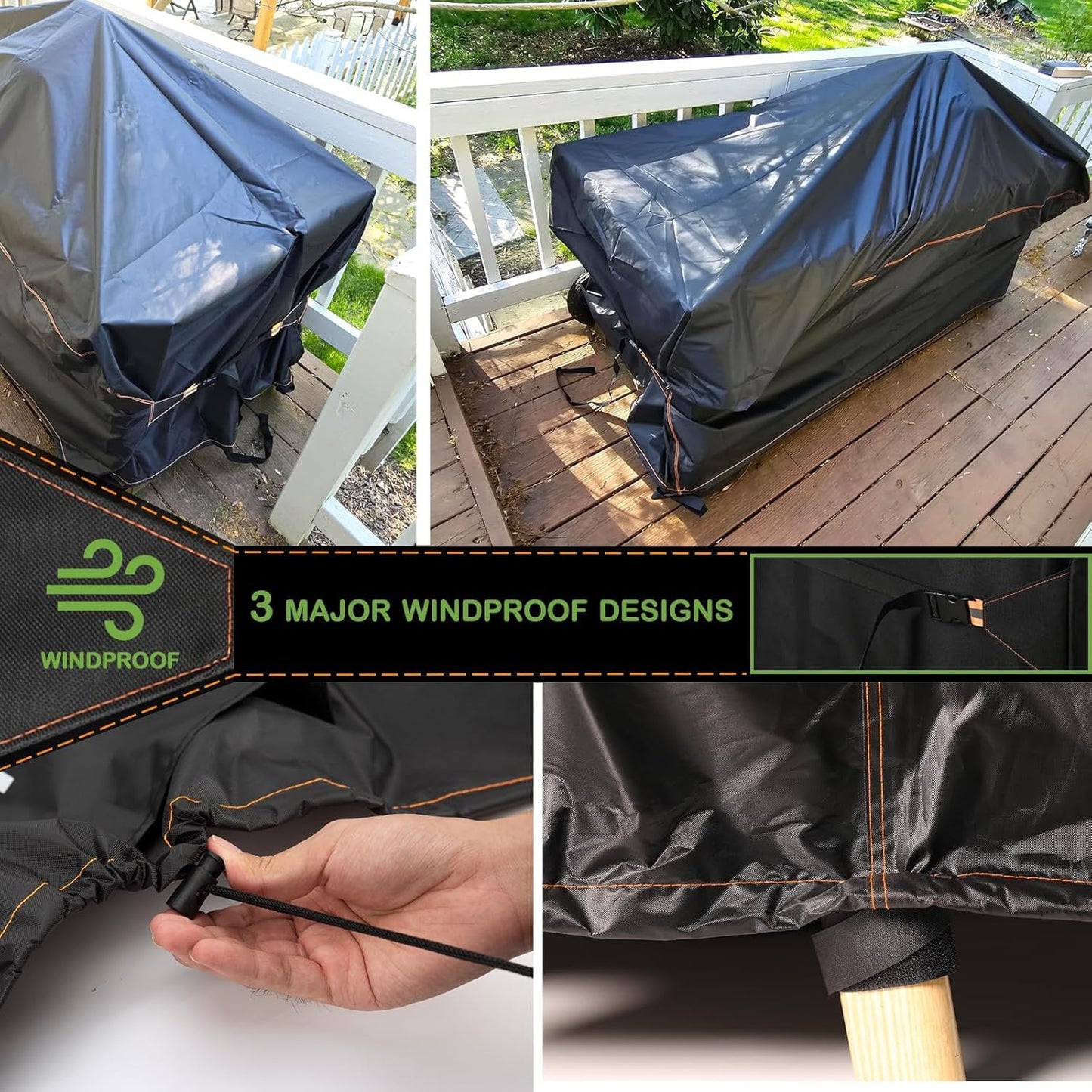 Patio Sofa Furniture Covers Waterproof, 2-Seater Outdoor Couch Cover Fits to Outdoor Loveseat Cover with Air Vent 54W x 38D x 35H inches