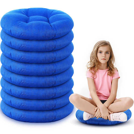Fumete 8 Pcs Round Floor Cushions for Classroom Kids,Royal Blue