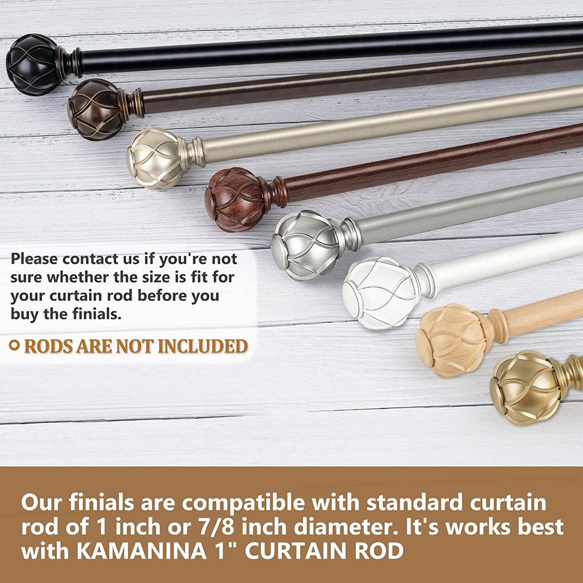 KAMANINA Bronze Finials for Curtain Rods 1 or 7/8 Inch Diameter, Set of 2