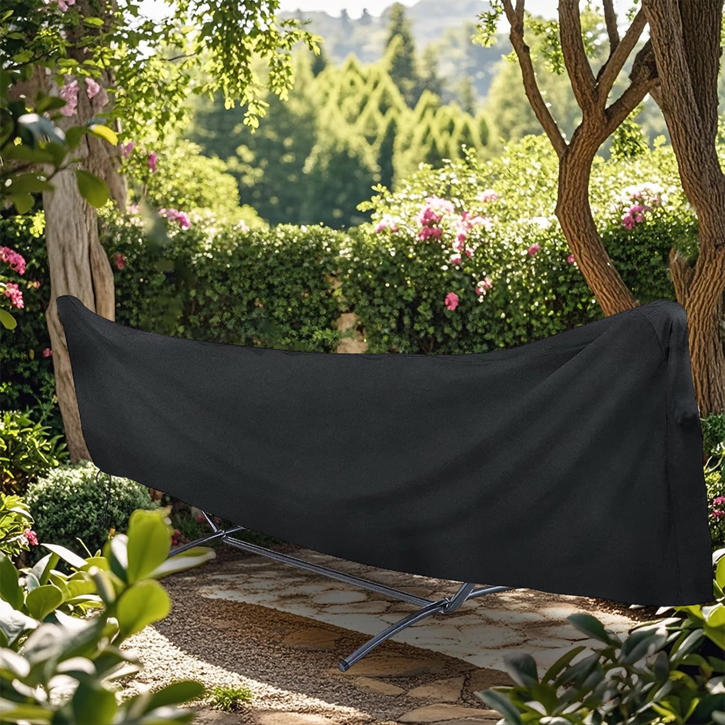 Wothsi Outdoor Hammock Cover 122 x 7 x 32 inch – Waterproof Heavy Duty Hammock Stand Cover, Fits Curved and Straight Frame Hammocks
