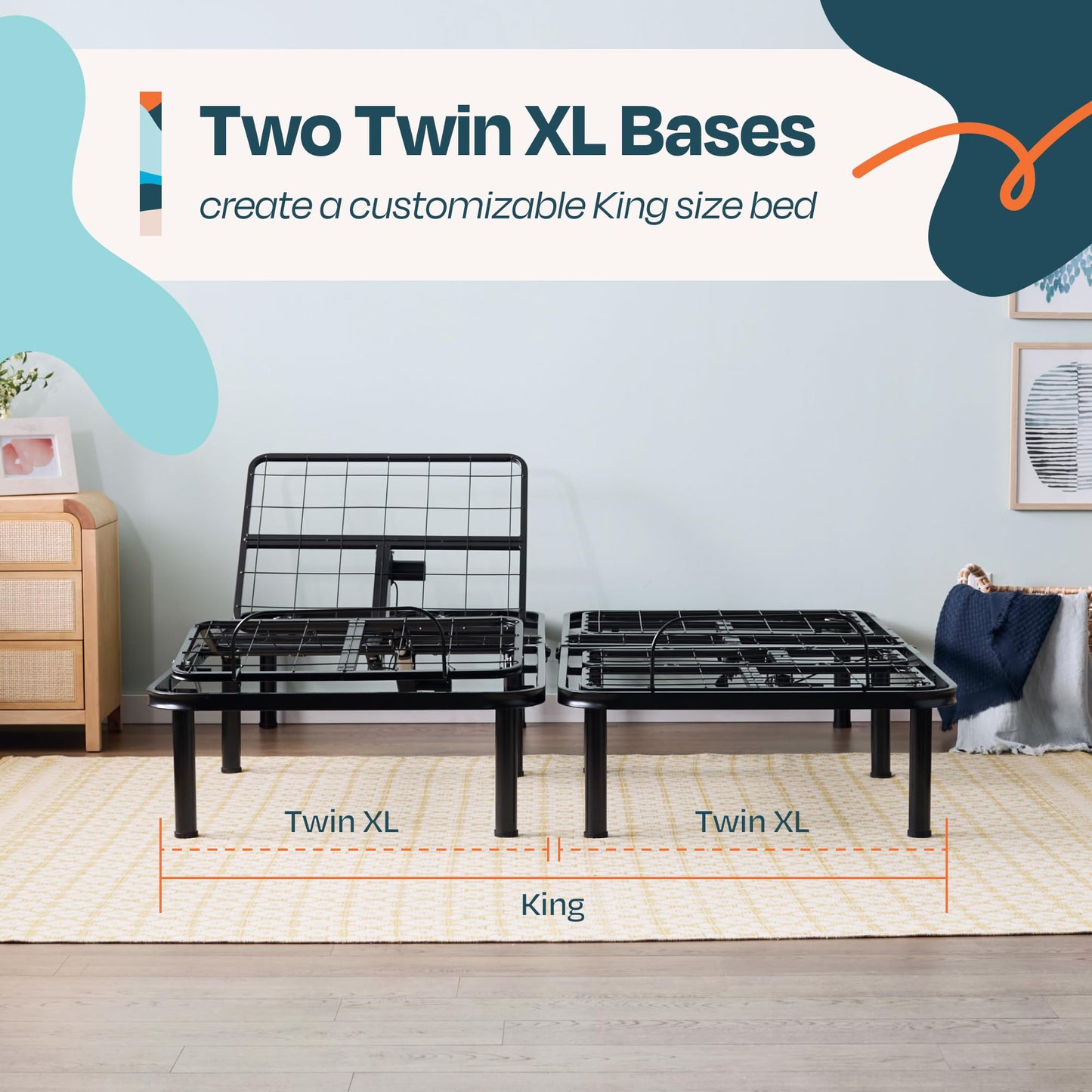 Linenspa Adjustable Bed Base — Motorized Head and Foot Incline — Twin XL