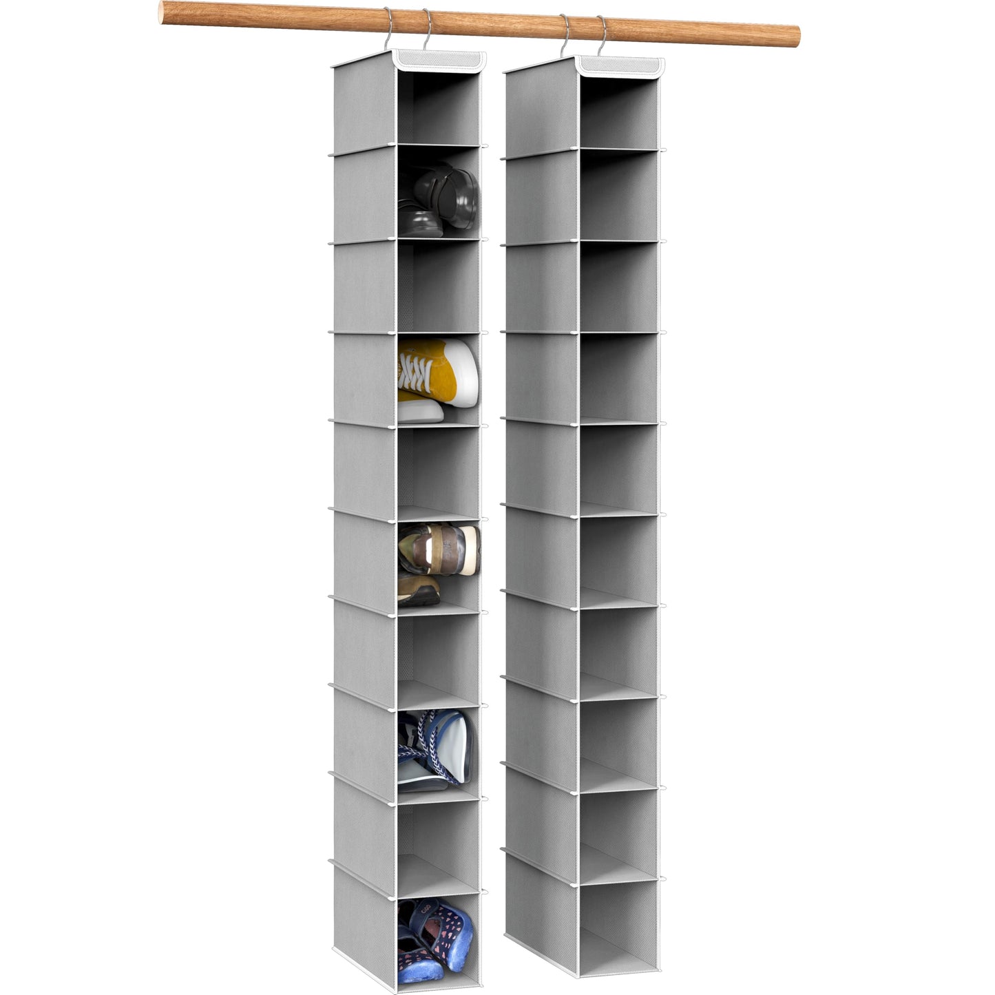 Simple Houseware 2 Pack 10 Shelves Hanging Shoe Organizer, Gray