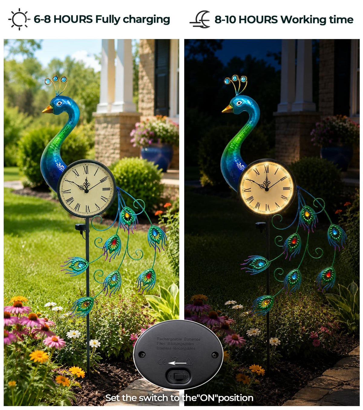 Twirleternity Outdoor Clock with Garden Stake and Illuminated Dial