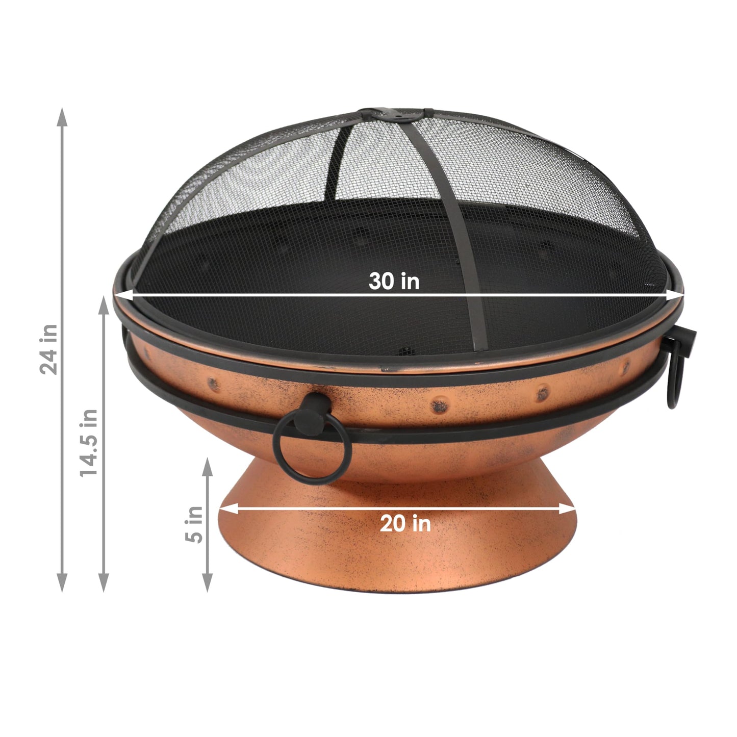 Sunnydaze 30-Inch Royal Cauldron Outdoor Patio Fire Pit, Copper Finish