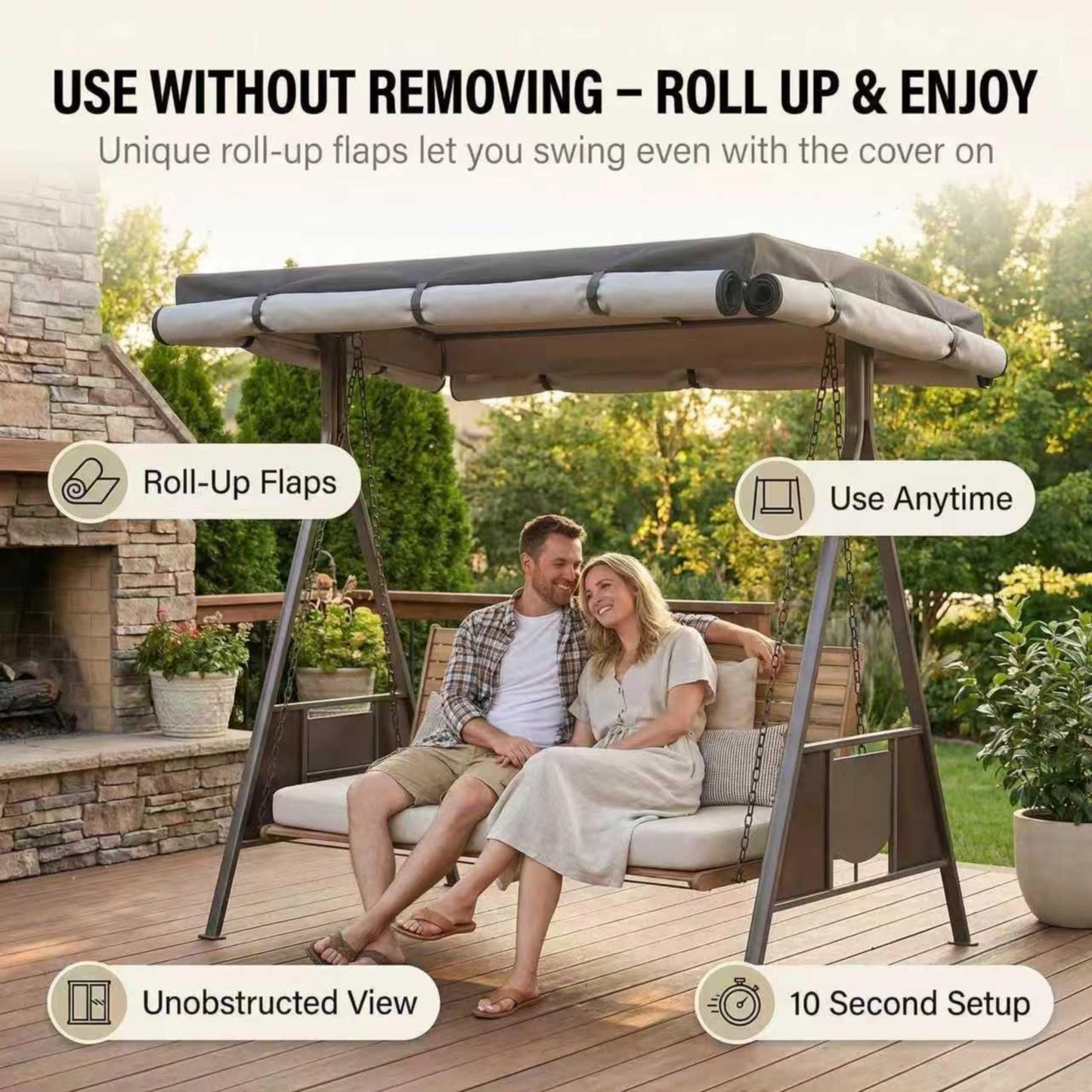 Outdoor Swing Cover,Patio Swing Chair Covers,Garden Hammock Glider Chair Cover,Can be Used Without Disassembly,Black (68”x45”x61”)