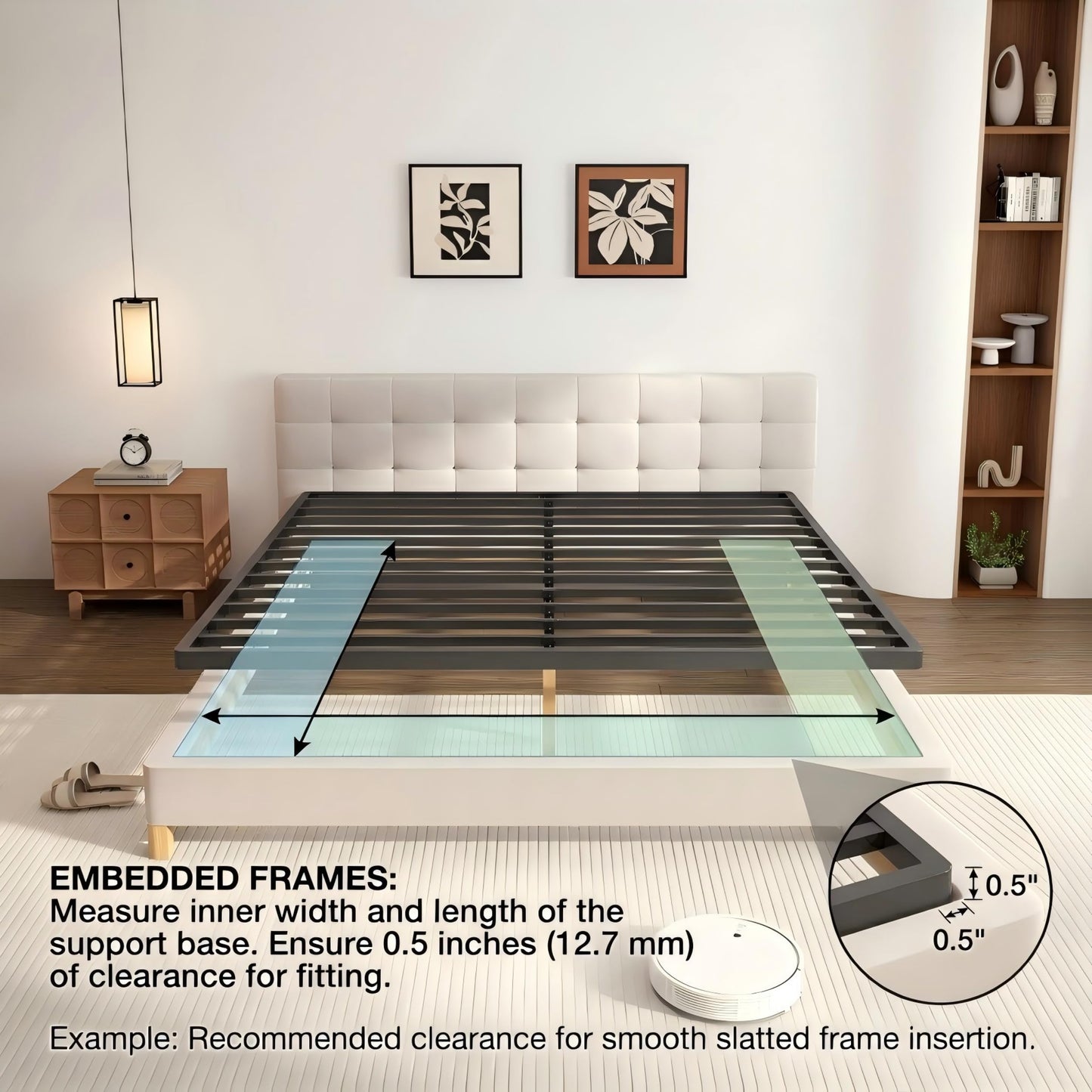 2 Inch Full Metal Box Spring with Round Corners, Low Profile bed slat