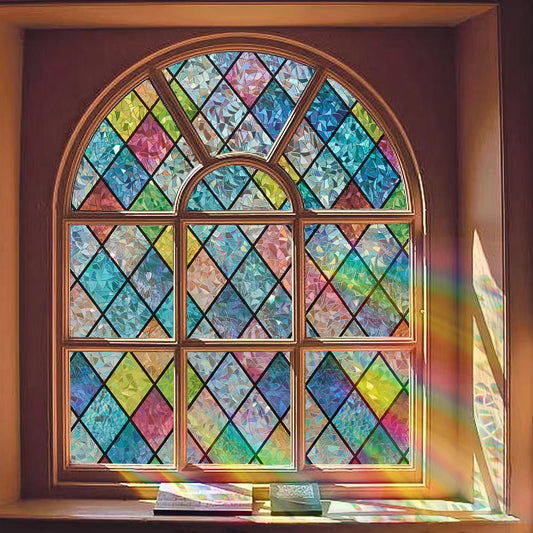 Bectosy Stained Glass Window Privacy Film, Static Cling, 17.5" x 78.7"