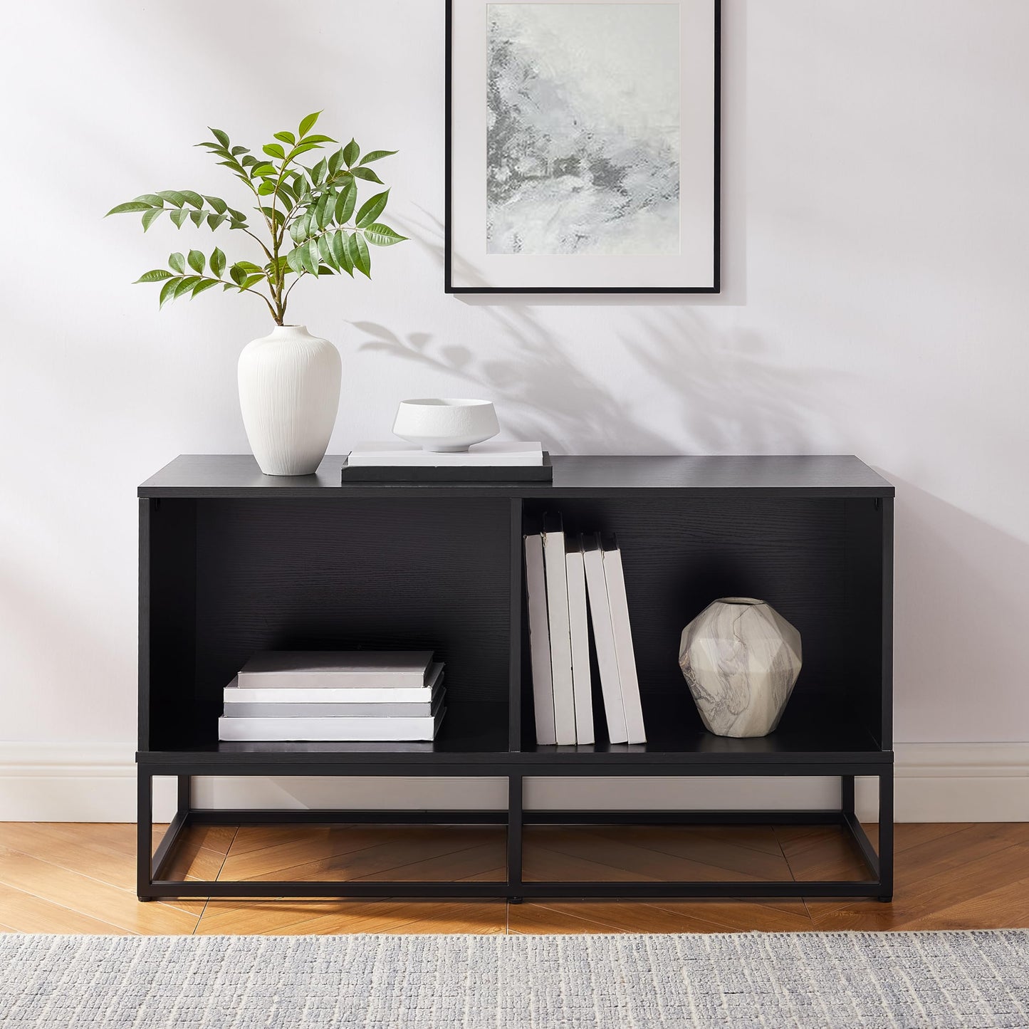Crosley Furniture Enzo Medium Vinyl Record Storage TV Stand and Entertainment Center, Media Console, Black