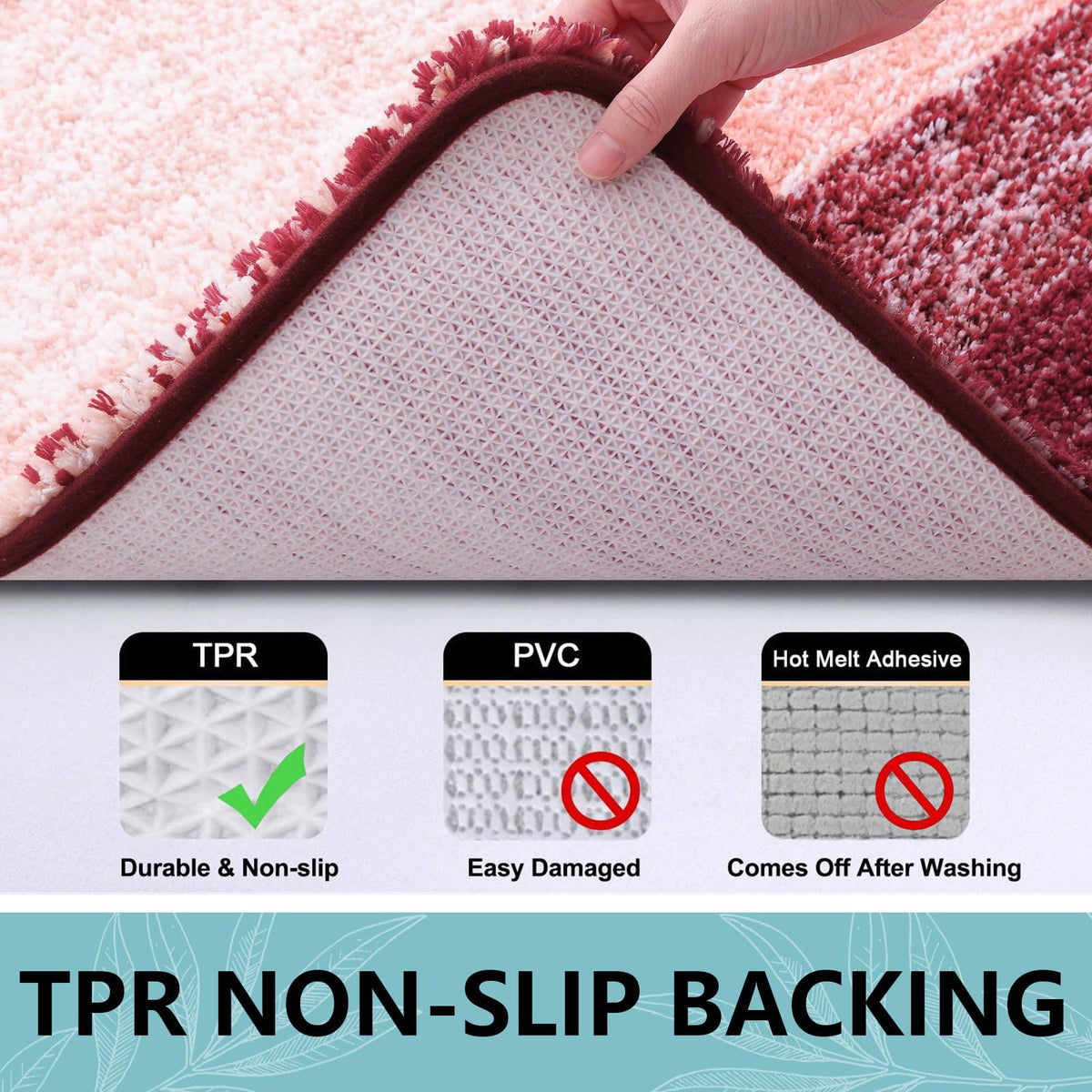Arotive Microfiber U-Shaped Bathroom Rugs Sets 3 Piece, 24x16+30x20+24x20