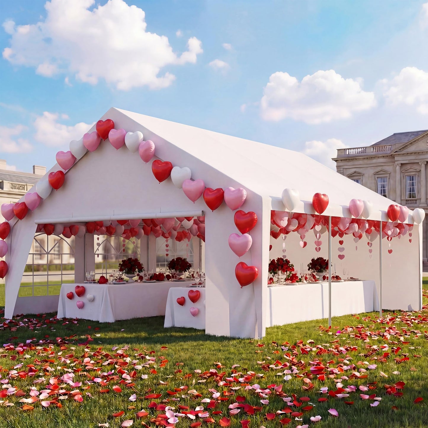 LAUSAINT HOME 20x20 Party Tent, Heavy Duty Waterproof Canopy Tent with Removable Sidewalls & Roll-Up Zipper Door, Large Outdoor Event Shelter with Steel Frame for Wedding, Party, BBQ, 30-50 People