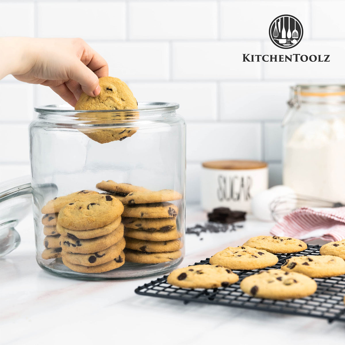kitchentoolz 1 Gallon Glass Cookie Jar with Lid & Candy Jar | Glass Jars