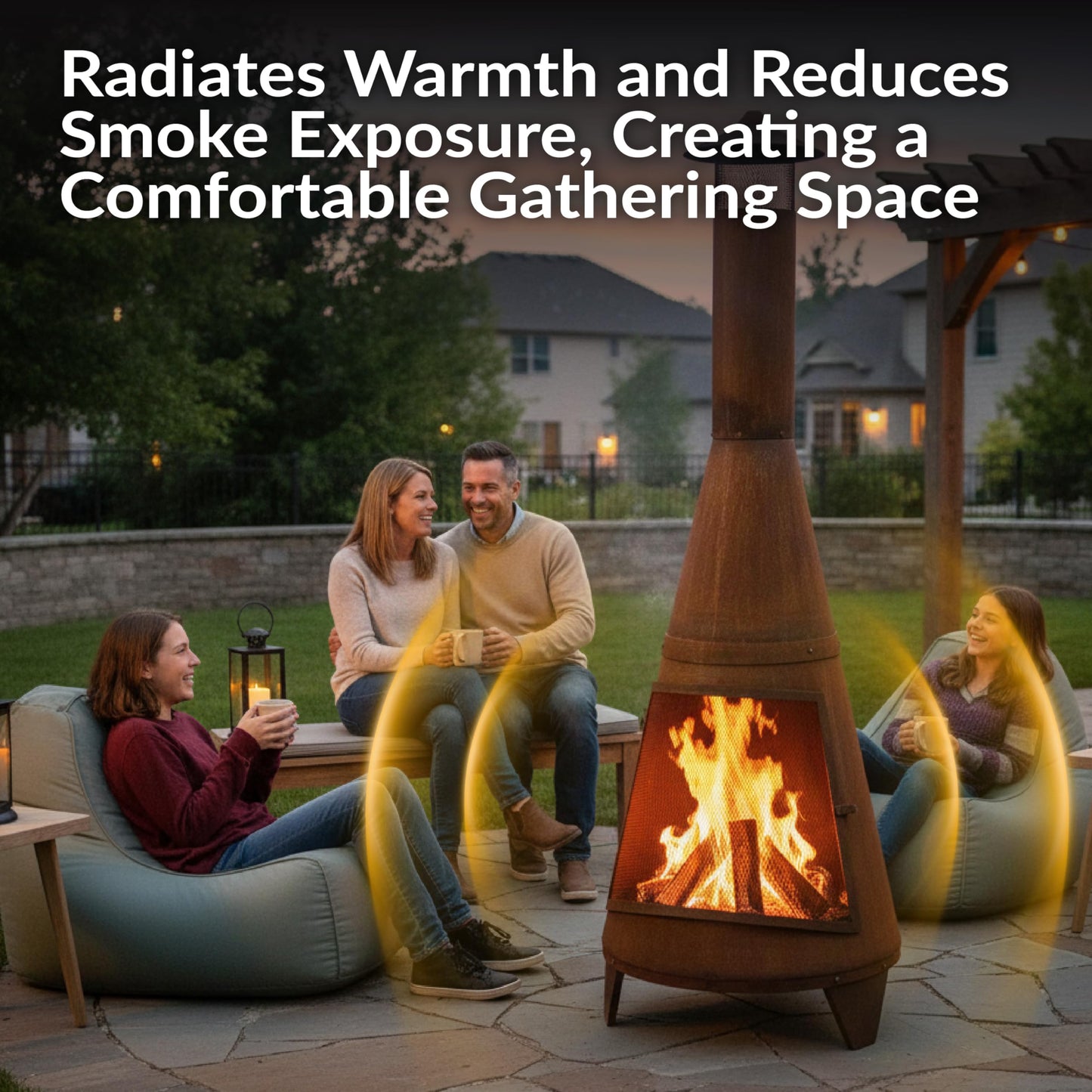 Sunnydaze 70" Metal Chiminea Outdoor Fireplace - Wood Burning Outdoor Chimney Fireplace for Backyard - Large Steel Patio Fire Pit - Rustic