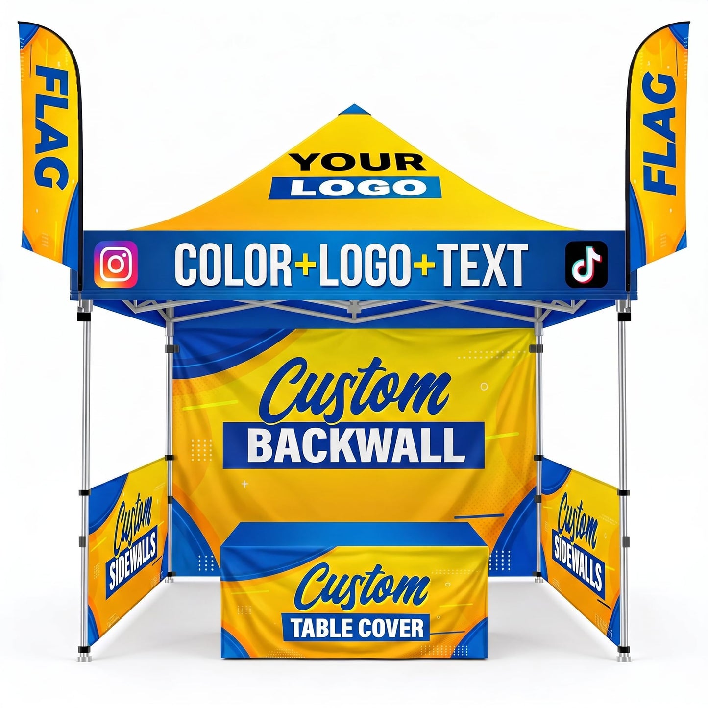 DOT4DOT Custom Canopy with Logo for 10x10 Pop Up Tent Personalized Customizable Heavy Duty for Events (Canopy Tent, 10x10)