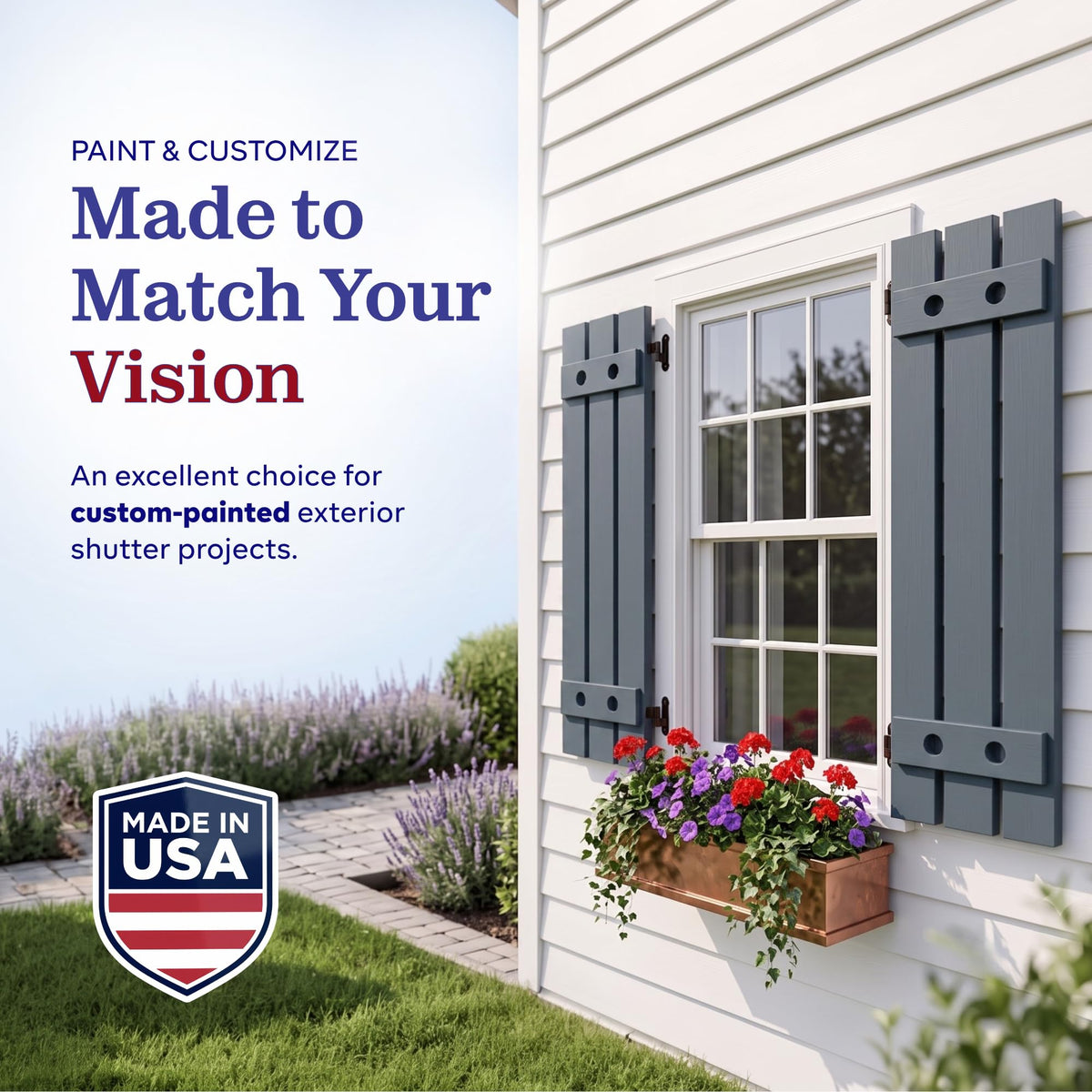 The Bahia | Exterior Window Shutters | Board and Batten Style | Made in the USA with Extra Durable Extira Material