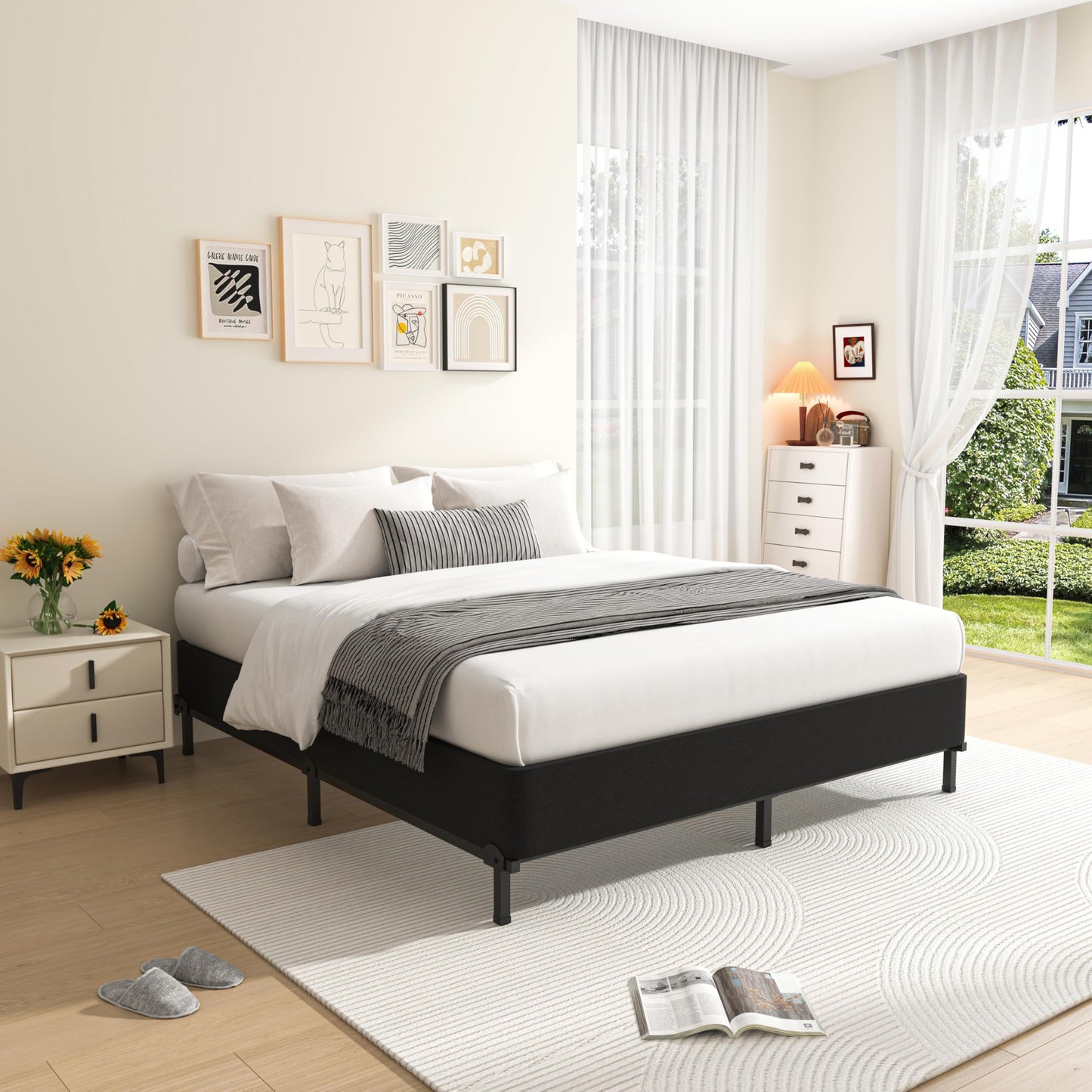 MAF Queen Box Spring for Queen Bed 10 Inch High Profile Bed Base with Cover
