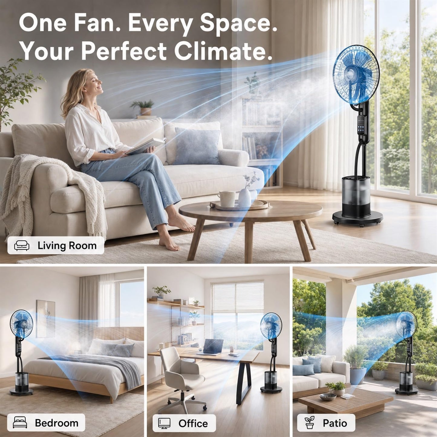 NovaMist Upgraded Misting Fan, Mister Cooling Fan with 4L Large Water Tank