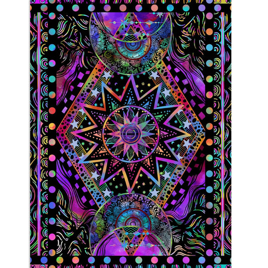 Blacklight Sun and Moon Tapestry Glow in The Dark Neon Hippie Bohemian Tapestries for Bedroom Aesthetic UV Reactive Purple Celestial Tie Dye Tapestry Wall Hanging for Living Room Dorm (40'' × 30'')