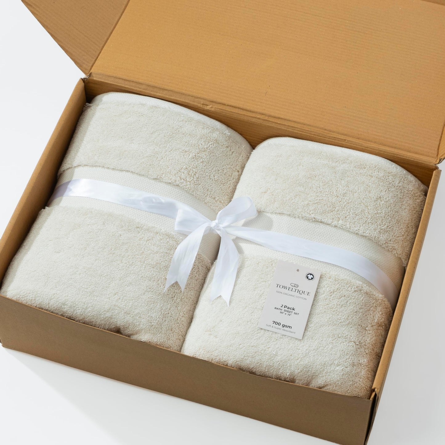 TOWELTIQUE Oversized Bath Towels - 36 x 72 Extra Large Organic Cotton Bath Sheets for Adults | Jumbo Hotel-Size, Ultra Absorbent & Soft | 2 Pack