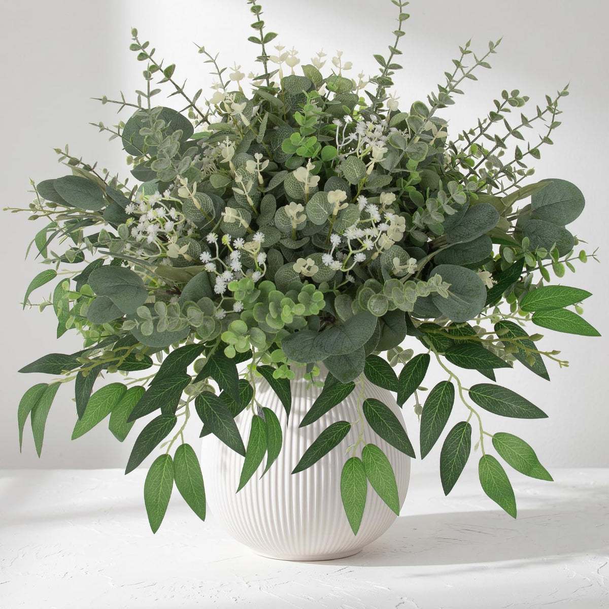 Hananona 135 Pcs Mixed Eucalyptus Leaves Stems Artificial Greenery Bulk