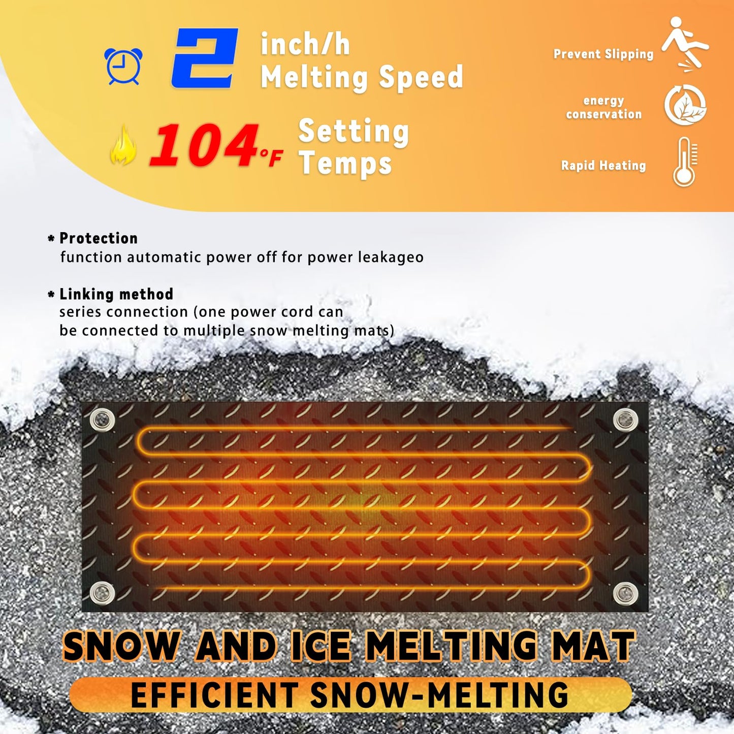 Snow Melting Walkway Mat 3 Pcs, 10" X 30" Snow & Ice Melting Mat Slip-Proof Rubber Heated Mat, Doors, Courtyard corridors, Outdoor, Stairs, ramps, entrances, Roofs(3, Black)