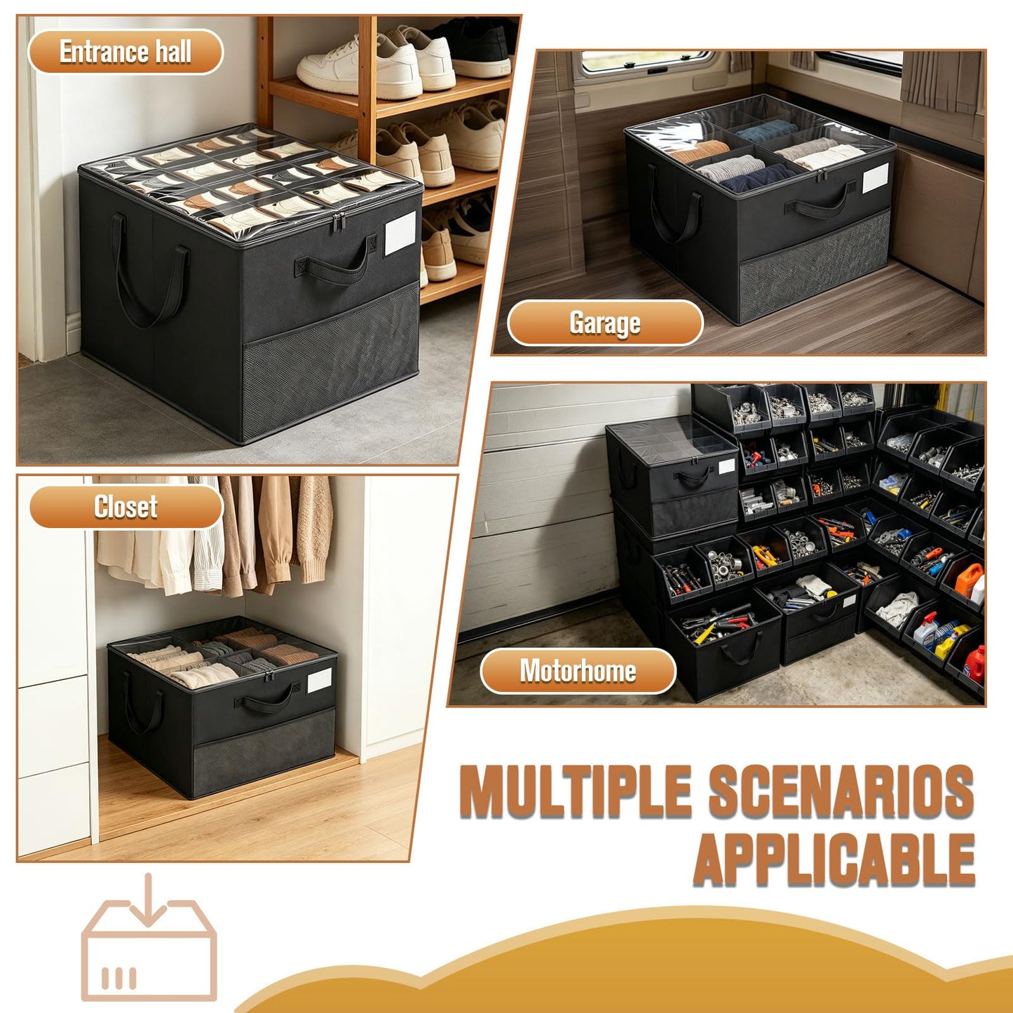 GOIMGN 2 Pack Shoe Storage Organizer Box for Closet Adjustable Dividers