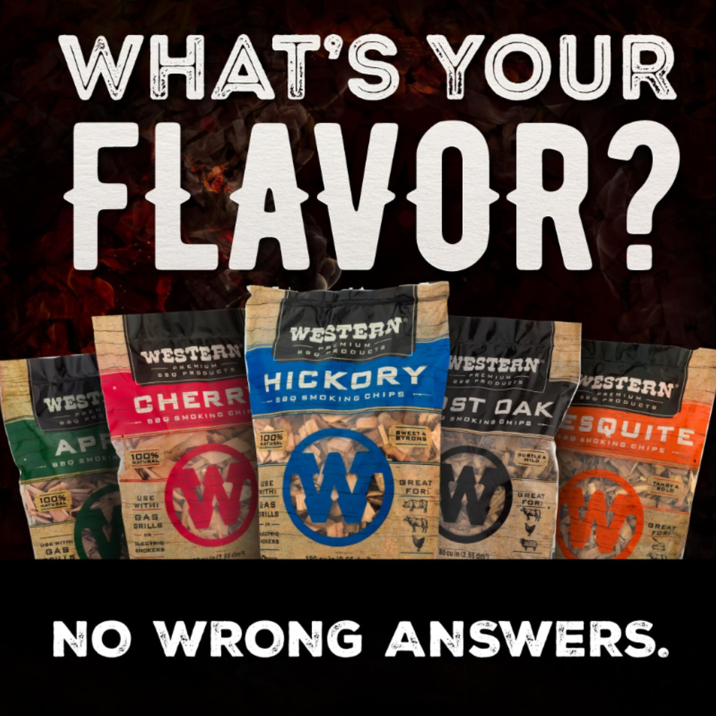 Western BBQ Smoking Wood Chips Variety Pack Bundle (4)- Apple, Mesquite, Hickory, and Cherry Flavors (Original Version)